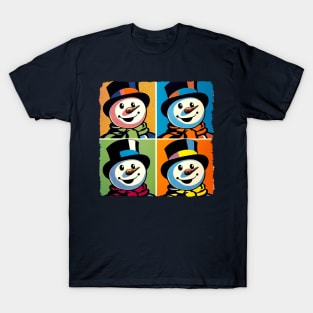 Frosty Fusion: Pop Art's Coolest Creation - Pop Snowman T-Shirt